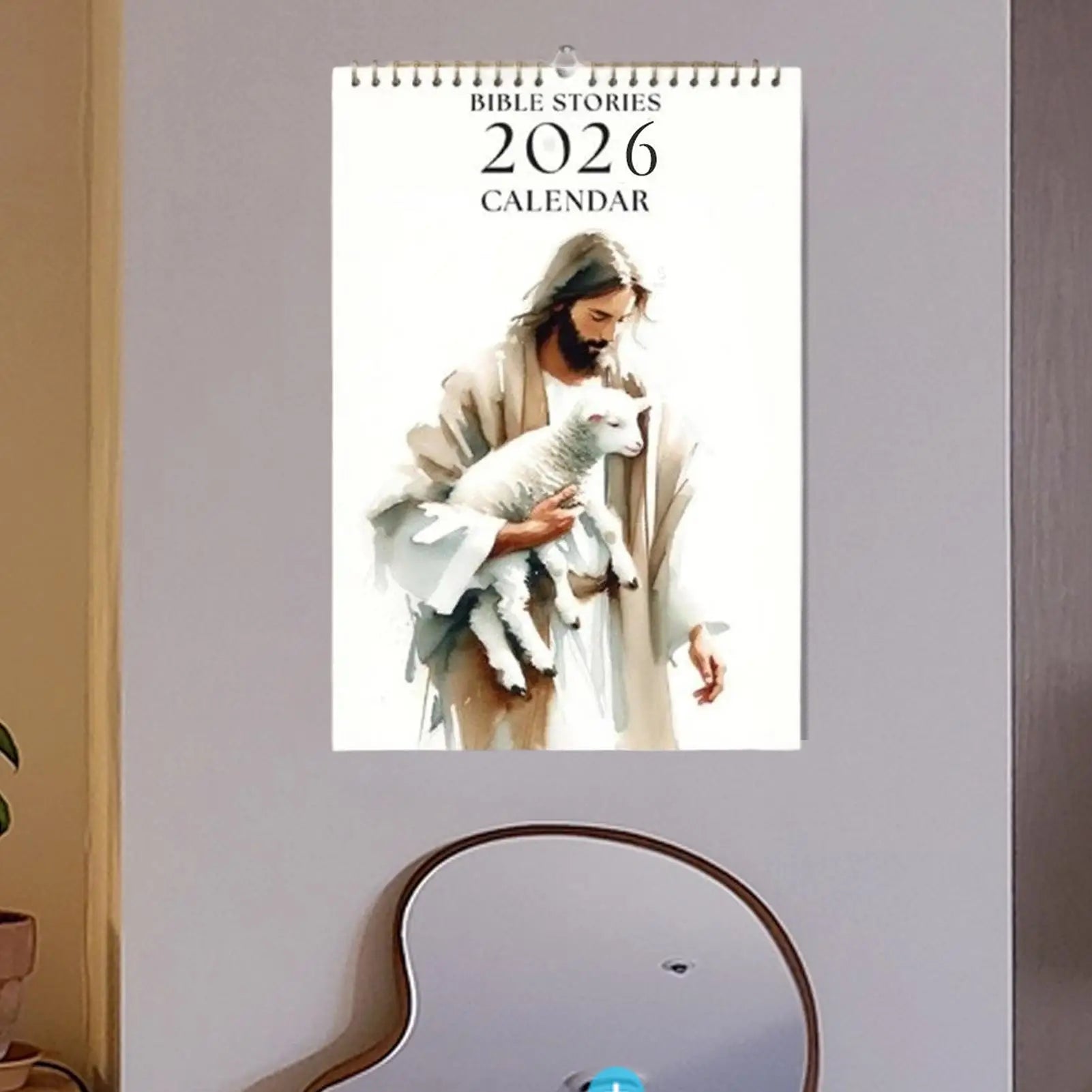 2026 Calendar 2026 Bible Story Religious Wall Calendar Inspirational Christian Planner Art Religious Home Decor for Bedroom Qme