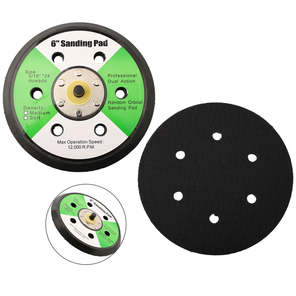 150mm Sander Backing Pad With 6 Holes Compatible With Air Sanders And Polishers Easy Grip Attachment Construction Qme