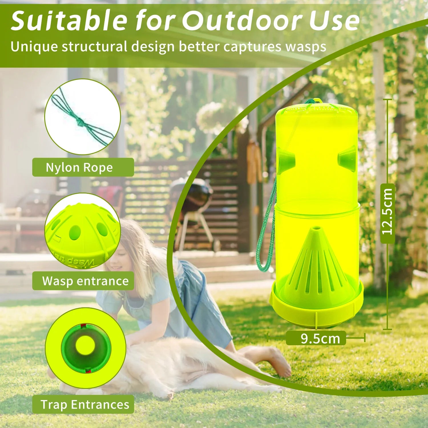 Foldable Wasp Trap Outdoor Carpenter Bee Traps for Outside Fly Wasp Catcher Fly Trap Indoor Killer Hunter for Hornet Mosquito Qme