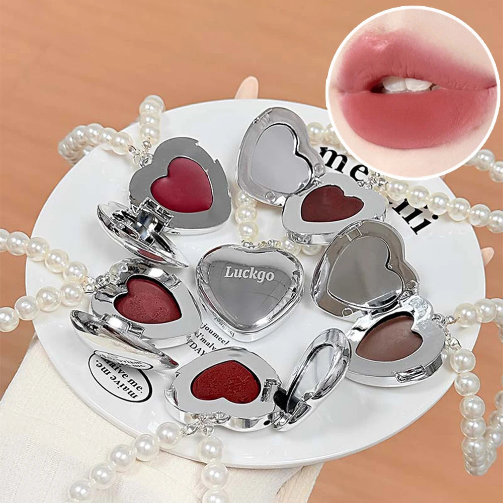 Mini Heart Shape Water Matte Mist Lip Llaze Mirror Gloss Pearl Qme