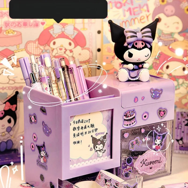 Hello Kitty Kuromi Multifunctional Stationery Pencil Holder Simple and Cute Storage Box for Students' Desks Qme