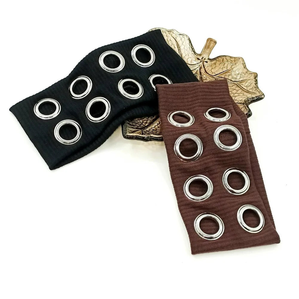 Stretchy Punk Headwrap Eyelets Metal Steampunk Hollowed Out Headband Qme