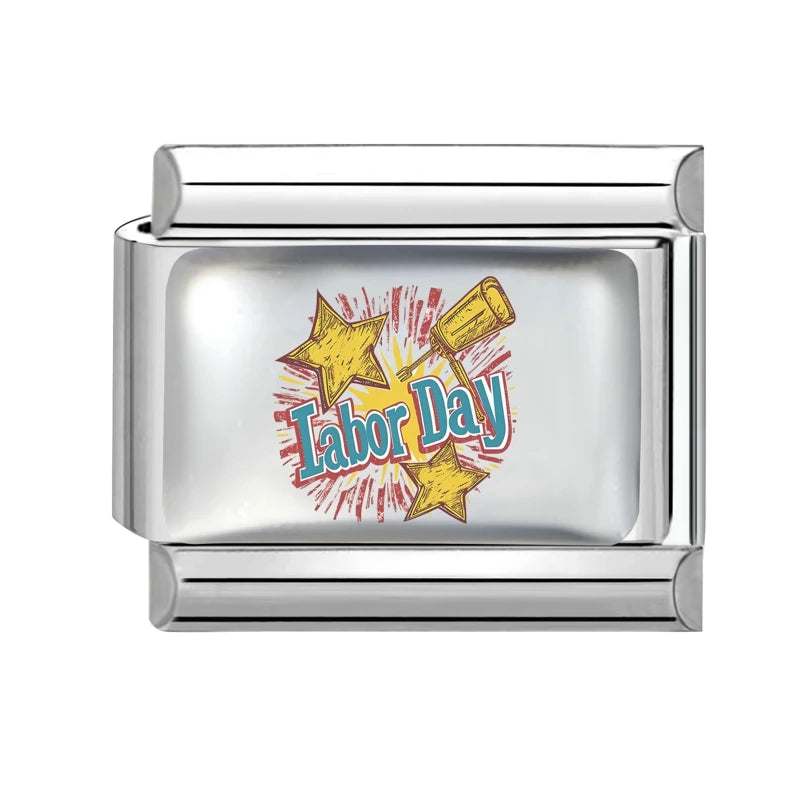 DIY Labour Day Series Italian Charm Bracelet Hammer Axe Pattern Bead Fit 9mm Stainless Steel Italian Charm Bracelet Jewelry Gift Qme Style 34