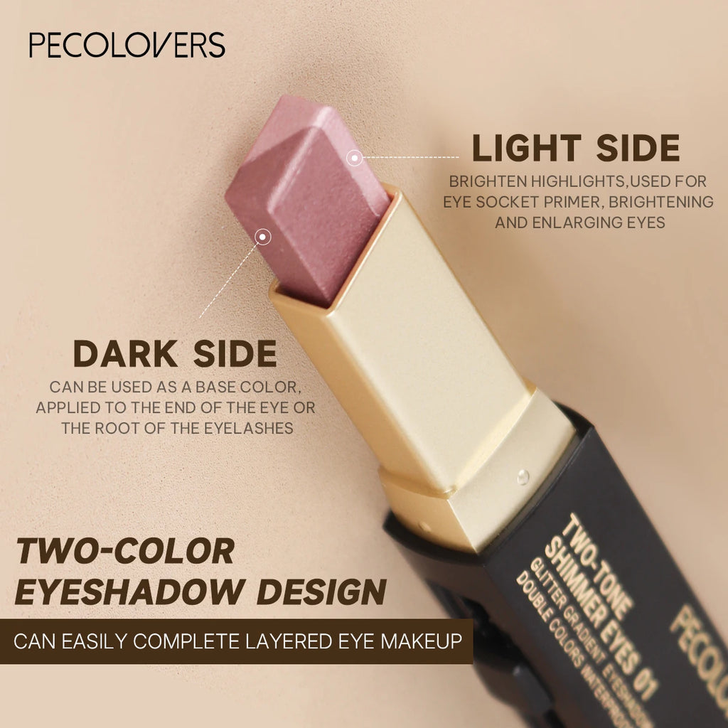Glitter Eyeshadow Stick Push Pull Design Bright Dark Two-color Eye Qme