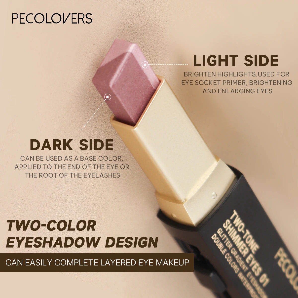 Glitter Eyeshadow Stick Push Pull Design Bright Dark Two-color Eye Qme