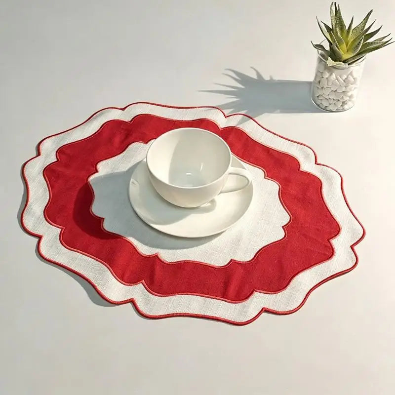 Textured Scalloped Linen Placemat Machine Washable Wrinkle Free Dining Table Mat For Home Farmhouse Use Qme A6 1