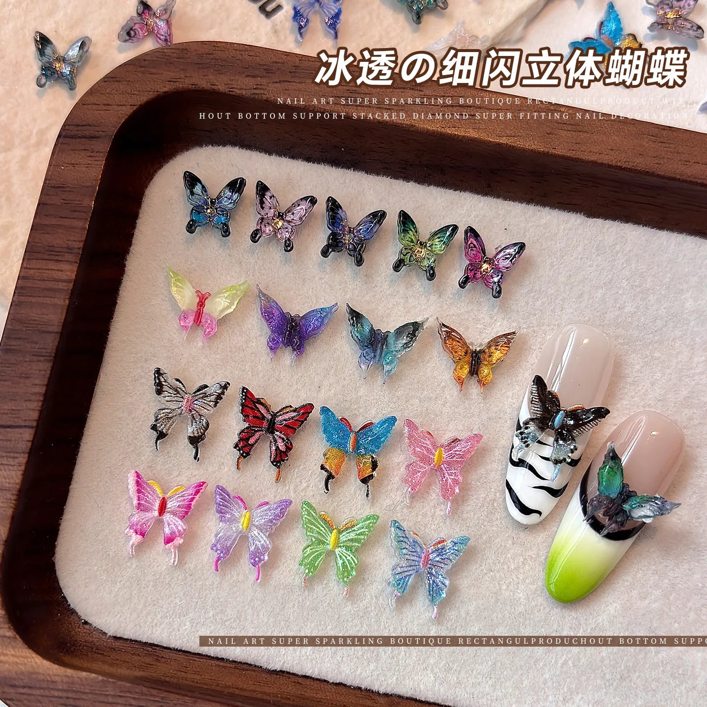 3D Rose Butterfly Nail Charms, Resin Gradient Rose Camellia Flower Insect Flat Back Nail Art Decorations for DIY Press on Nails Qme