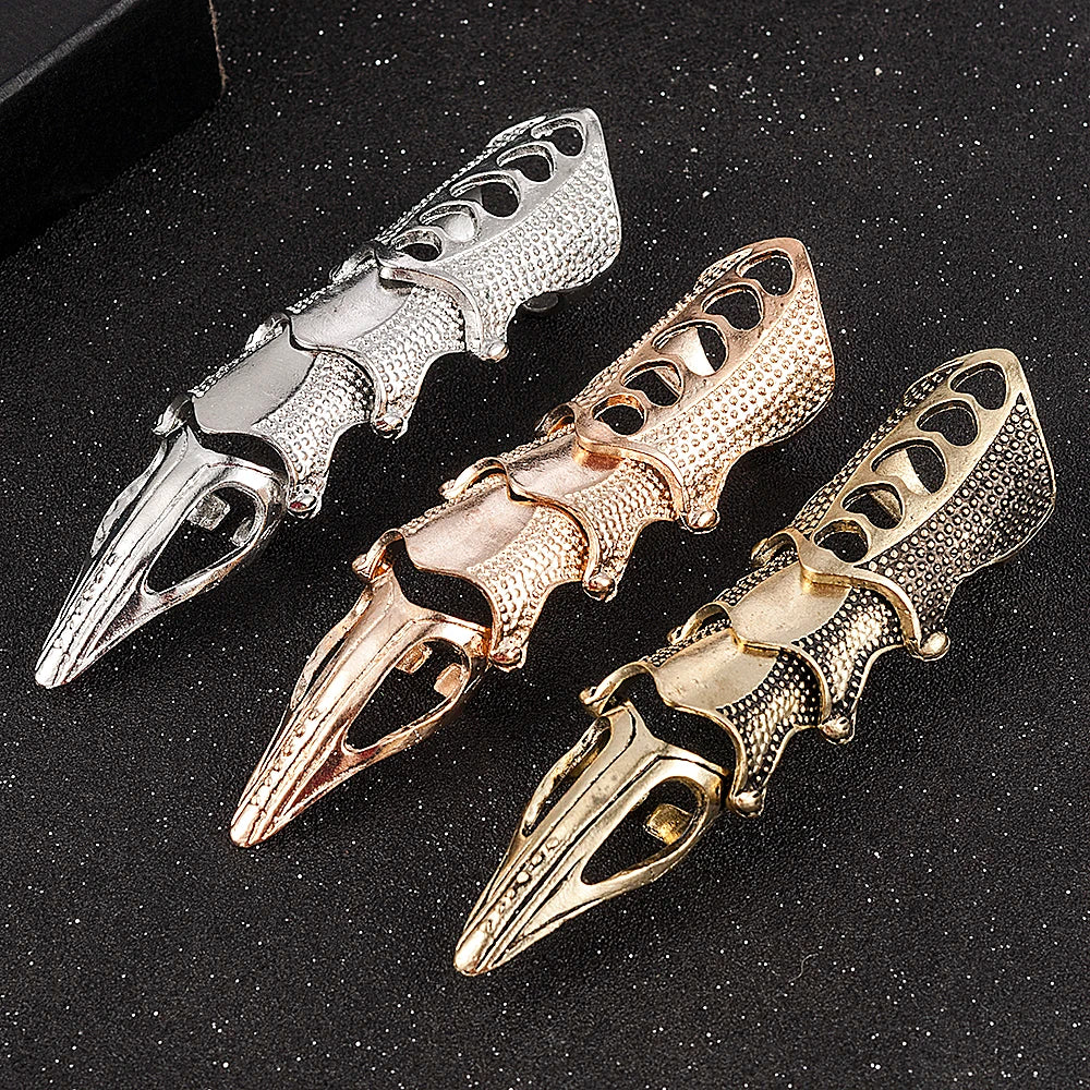 Gothic Scroll Joint Armor Knuckle Metal Full Finger Ring Hip Hop DIY Rings For Girls Wholesale Qme