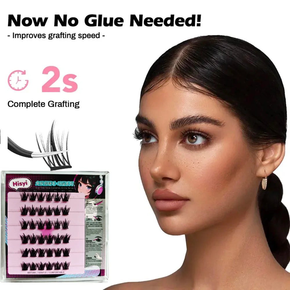 6Pairs Self-adhesive Eyelash No Glue Needed DIY Natural Glam Look Qme