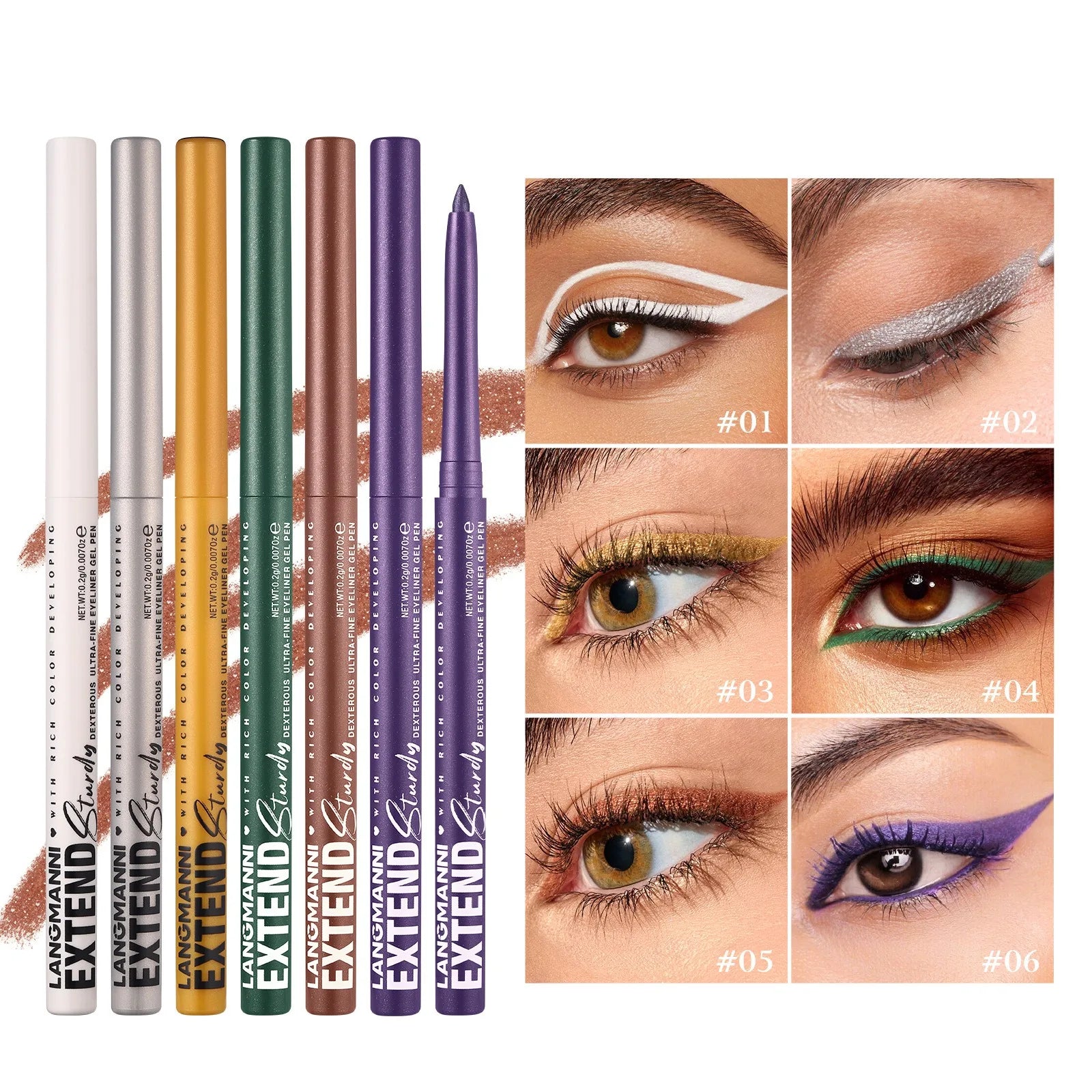 Matte Glitter Gel Eyeliner Pencil Smooth Waterproof Blue Brown Eyeliner Fast Dry Matte Concealer Pen Long Lasting Eyes Makeup Qme
