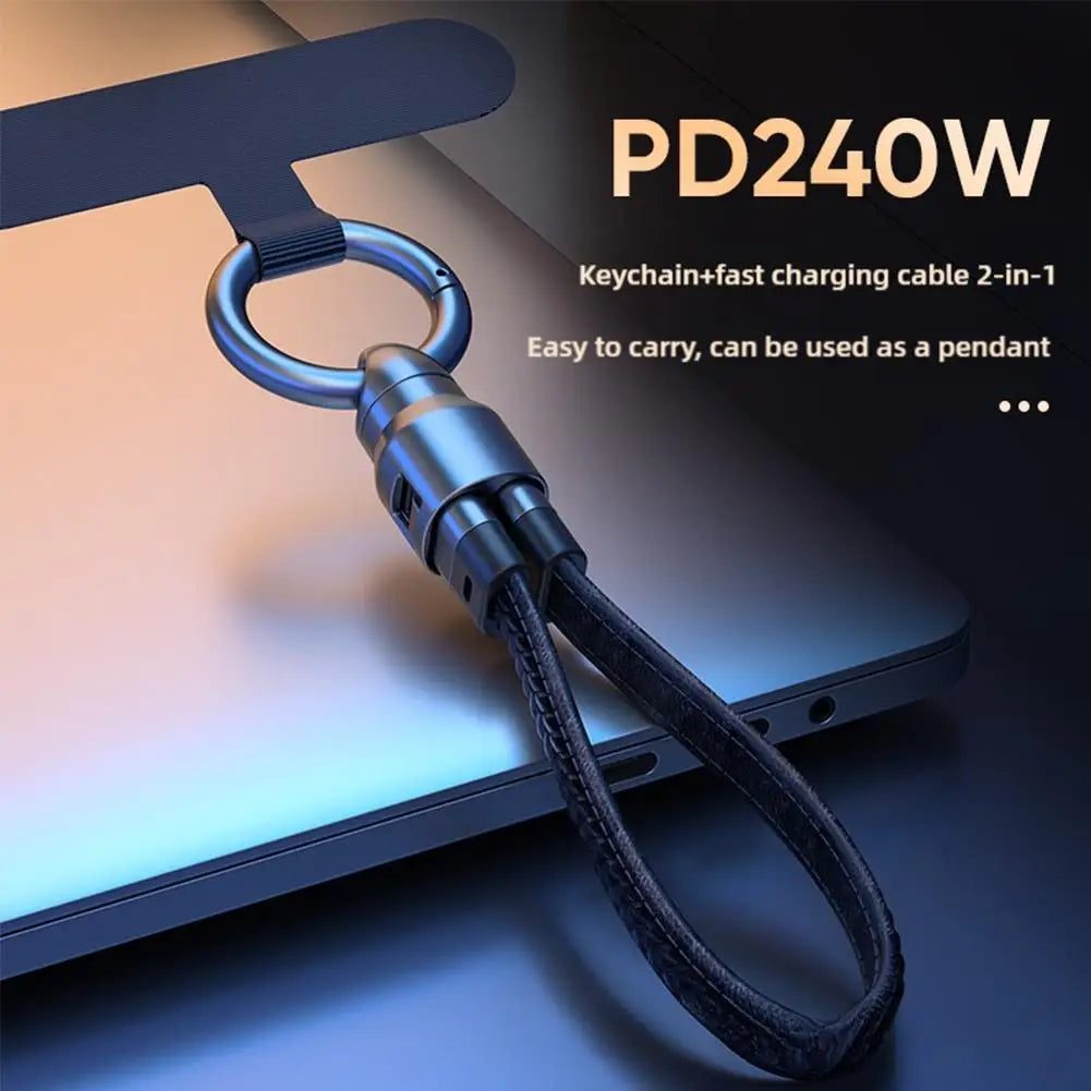 PD240W Keychain Short USB4.0 Data Cable Portable Keychain Kit 40Gbps USB C to Type C Charging Cable for Laptop Xiaomi Iphone Qme