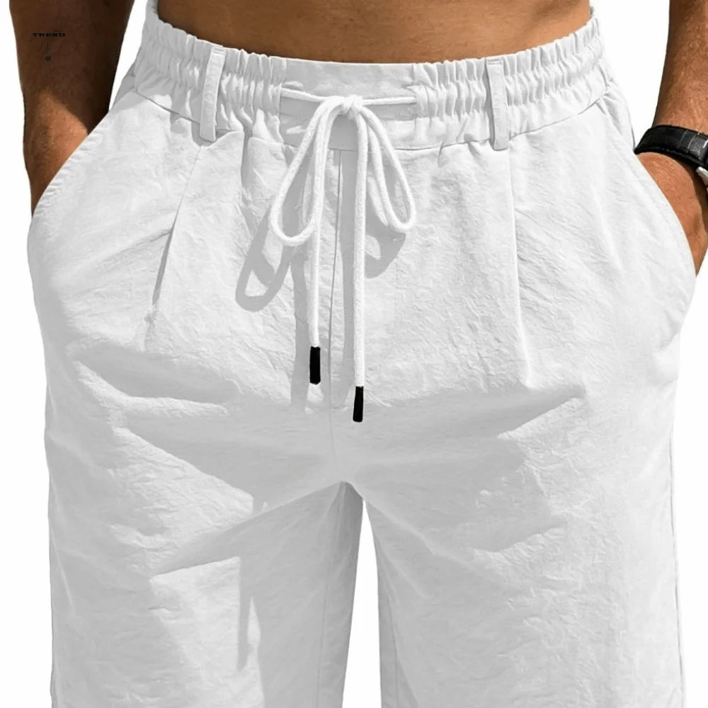 Smooth Flexible Elastic Waist Men's Shorts Drawstring Lightweight Five Quarter Pants Loose Fit Quick Dry Sweatpants Streetwear Qme