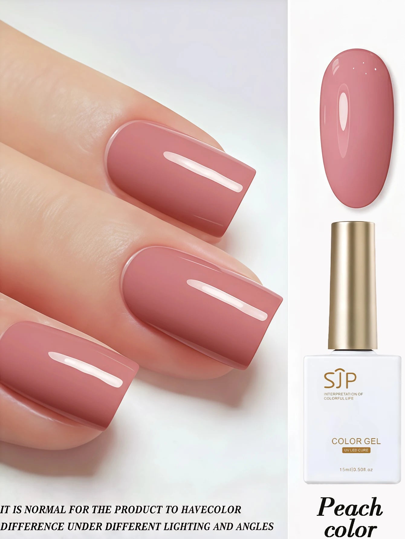 Gel Nail Polish Purple Pink Glitter Semi Permanent Soak Off UV LED Qme Peach color