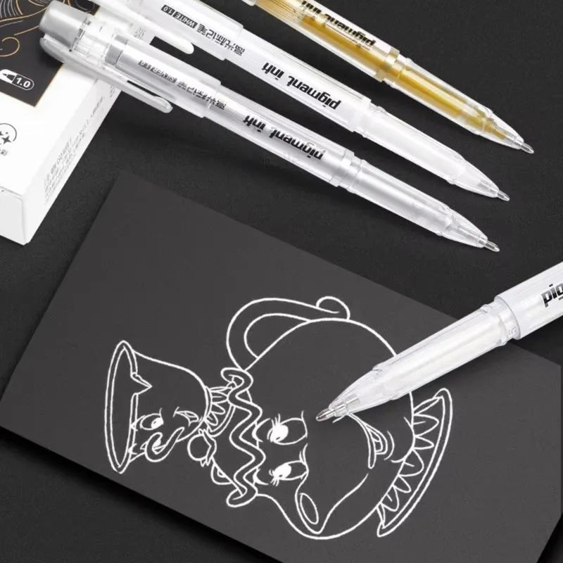 3Pcs/Set 1.0mm Highlight Marker Pen White/Gold/Silver Ink Large Capacity Gel Pen For Drawing Art Supply Sketch Paint Pen Qme