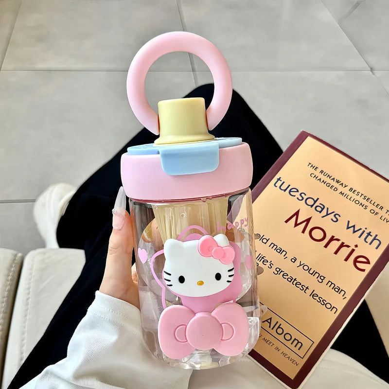 Hello Kitty Stylish Water Cup for Girls New Summer Student-Friendly Portable Large-Capacity Straw Cup Teacup Qme