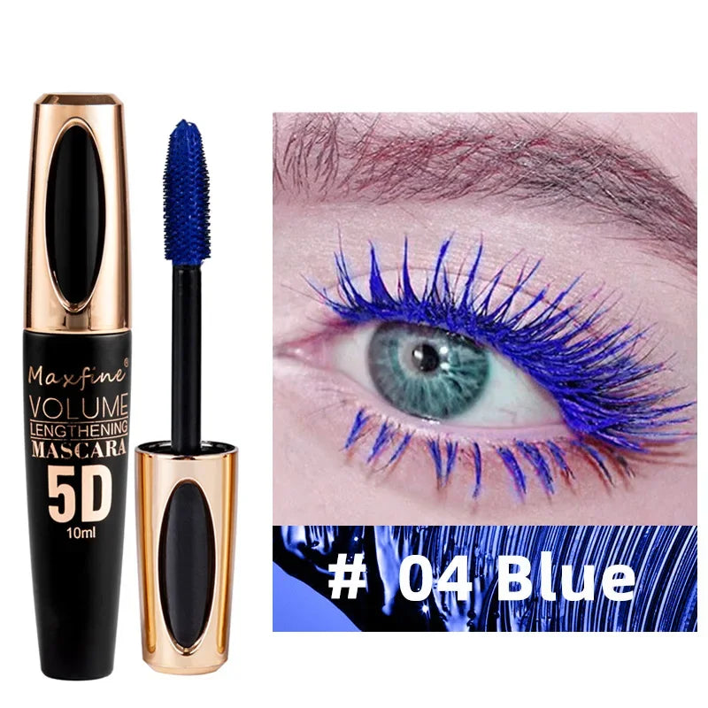 Waterproof Anti-sweat Mascara Lengthens Eyelashes Extension Blue Silk Fiber Mascara Female Non-smudge Mascara Makeup Cosmetic Qme 04 Blue