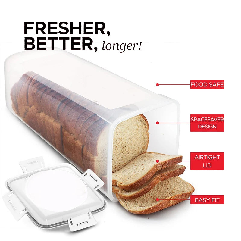 Bread Loaf Container Clear Airtight Bread Box With Lid Sandwich Bread Holder For Homemade Bread Tall Bread Saver For Kitchen Qme