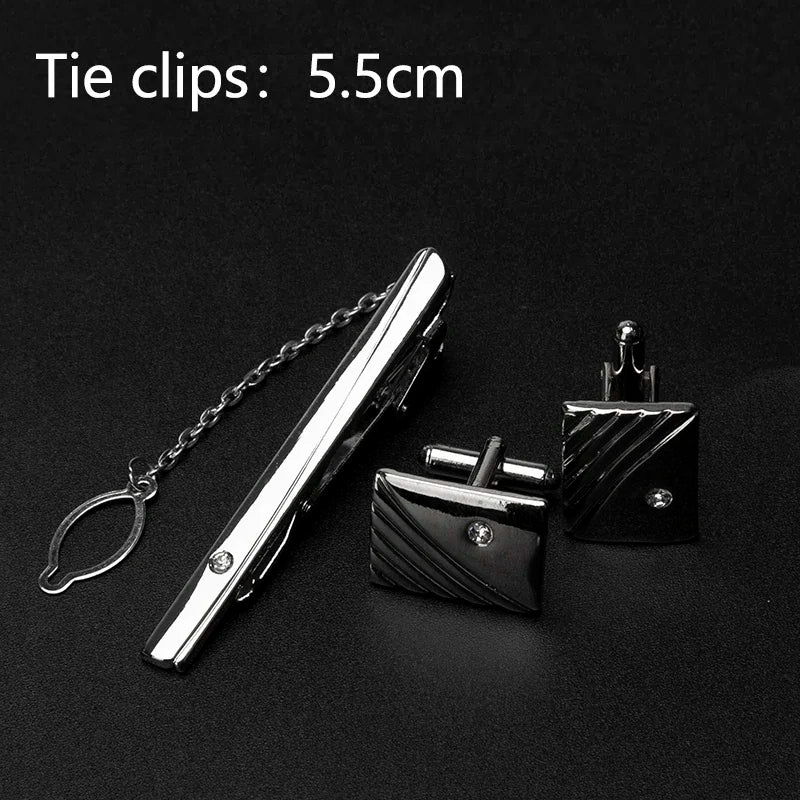 Men Metal Tie Clips Cufflinks Luxury Accessories Classic Shirts Cuff Qme A-5