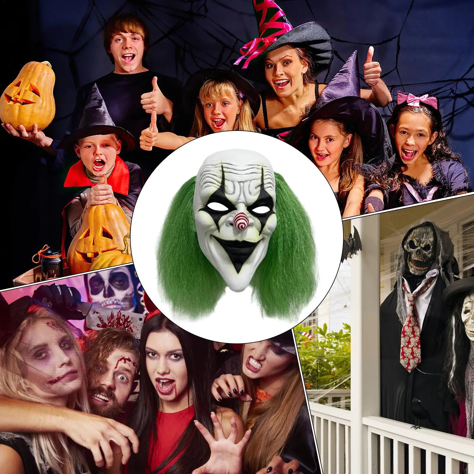 Horror Masque Clown Glow-in-the-dark Halloween Face Covering Cover Qme