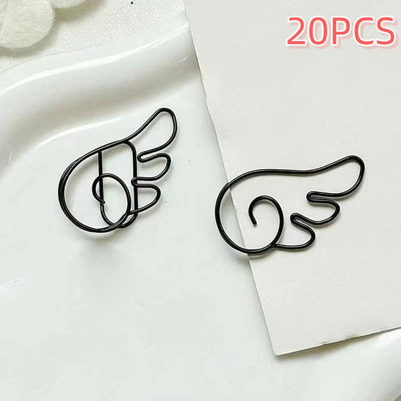 Angel Wing Shaped Decorative Paper Clips Durable Metal School Office Qme B