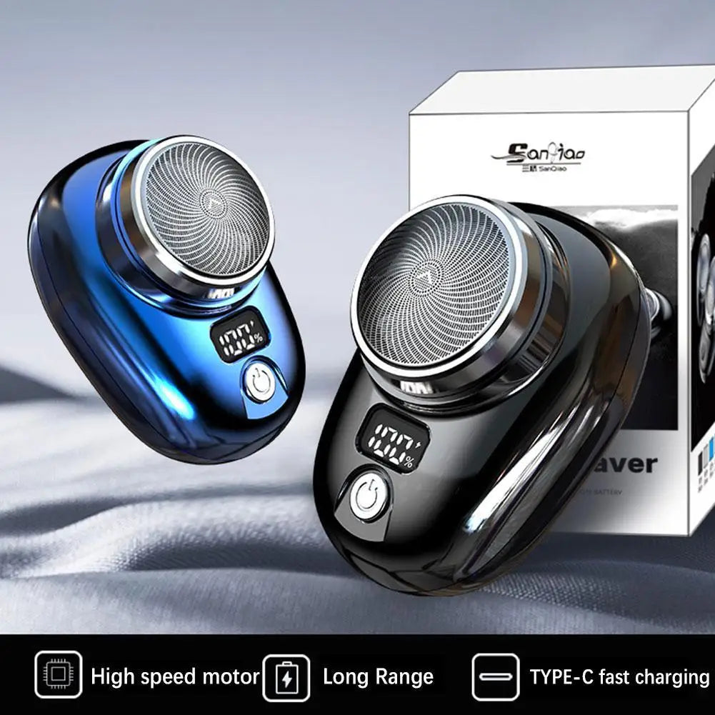 Mini Electric Razor Shaver for Men Vehicle Mounted Shave with Digital Display Cordless Travel Pocket Shaver Face Beard Trimmer Qme