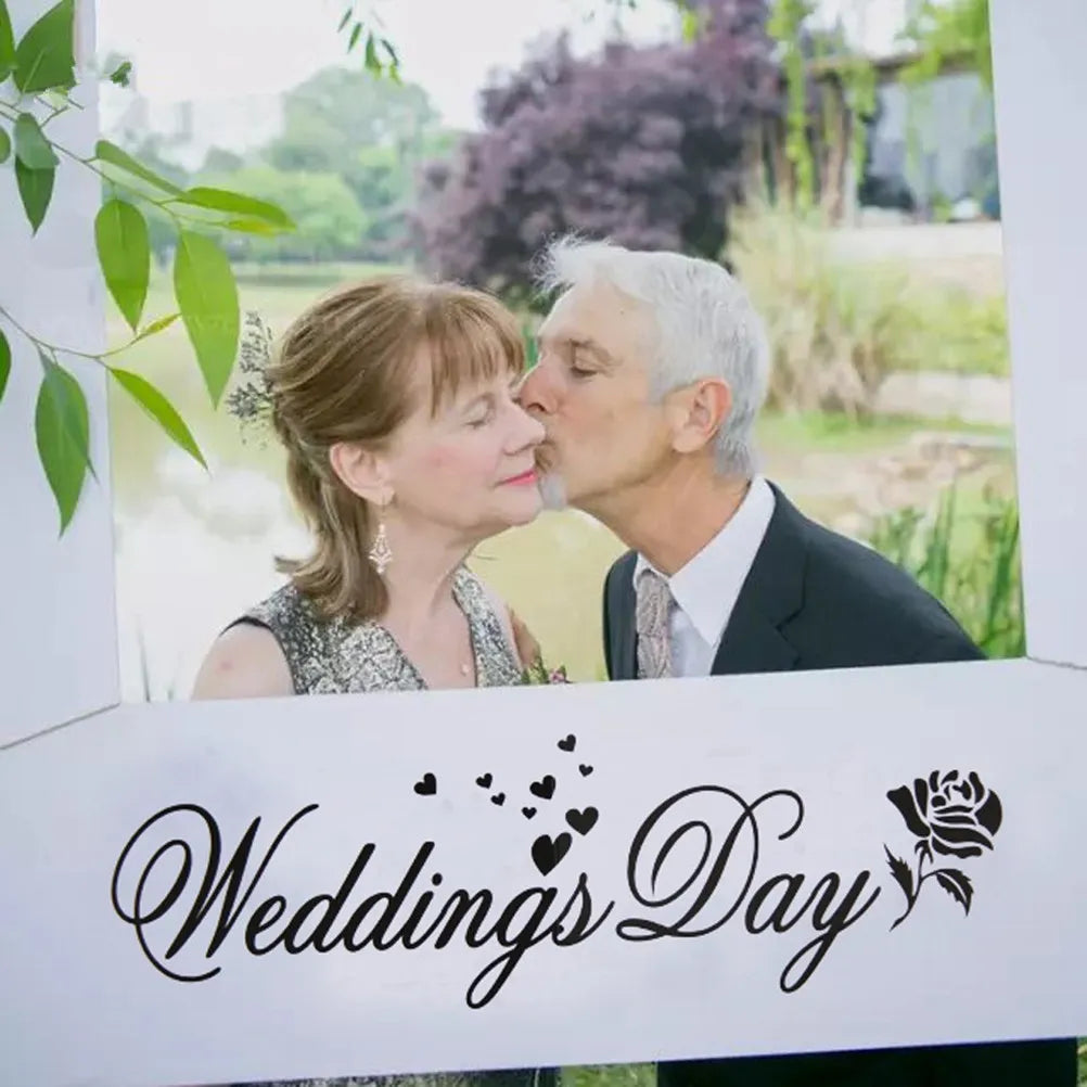 Wedding Day Photo Frame DIY Photo Props Creative Photo Booth Wedding Favors Anniversary Wedding Decoration Party Supplies (White Qme Default Title