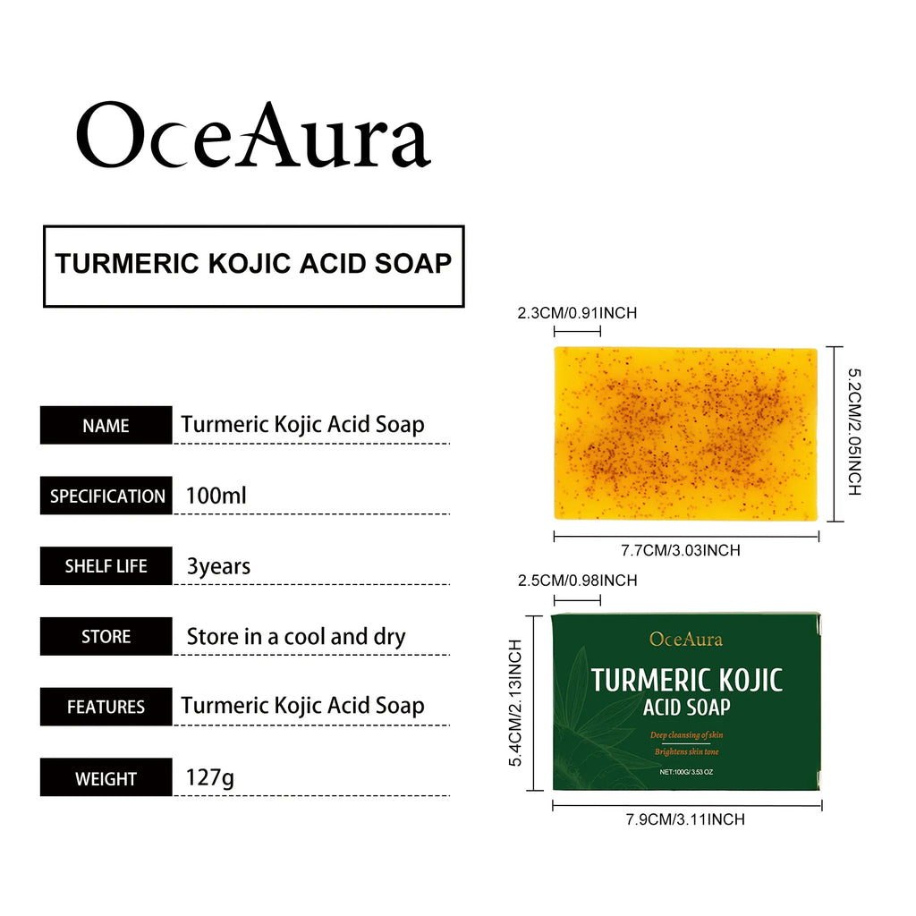 Oceaura Turmeric Kojic Acid Soap Deep Cleansing Skin Brightening Qme