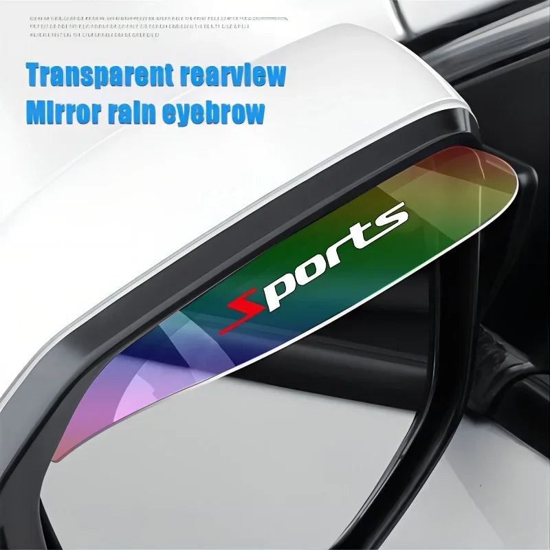 2pcs Flexible PVC Rearview Mirror Rain Curtain And Rainproof Blade, Seven Color Transparent Car Back Rain Eyebrow Cover Qme