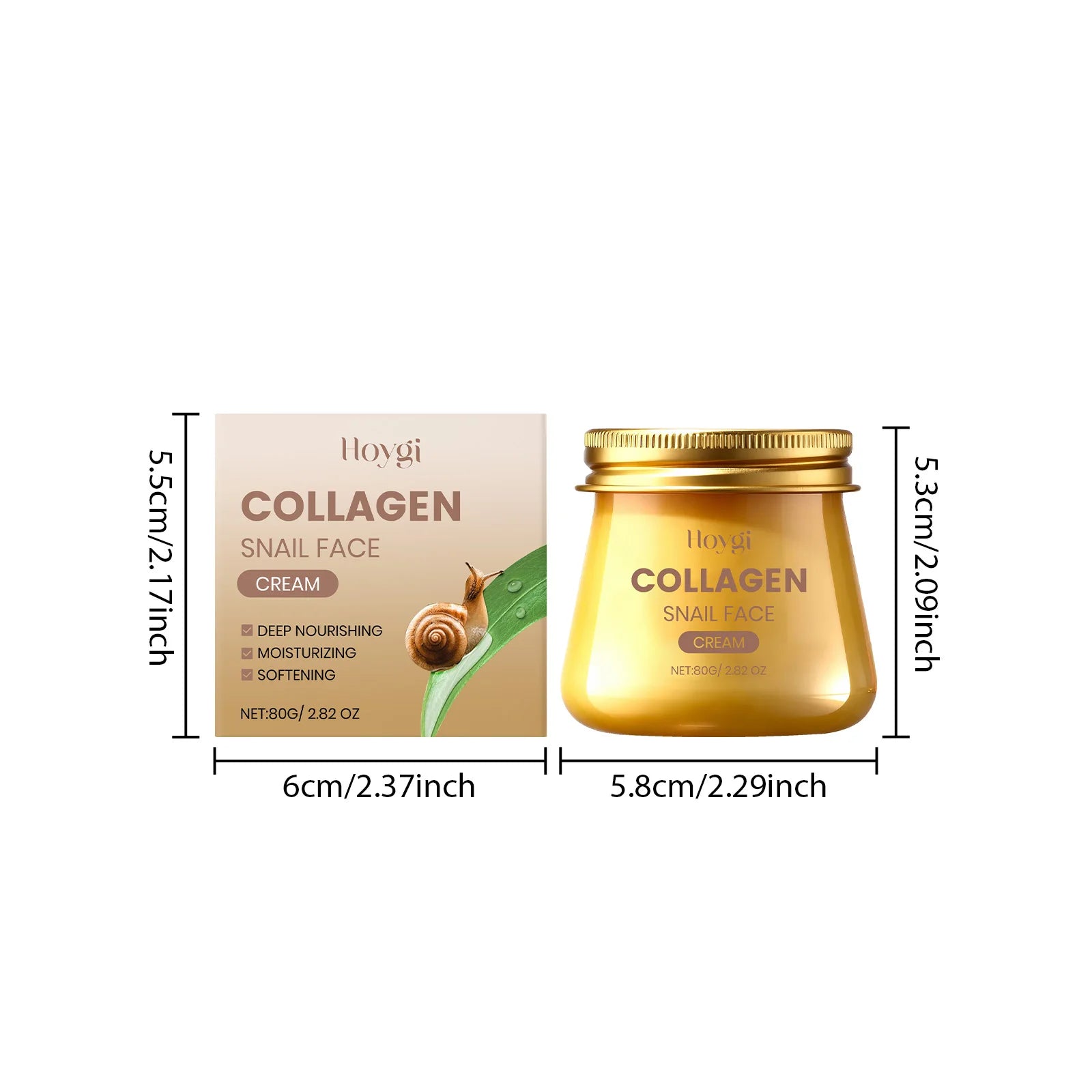 Snail Mucin Collagen Cream Anti Wrinkle Firming Hydrating Face Cream Improves Skin Elasticity & Texture Smoothing Face Skincare Qme 80g Boxed