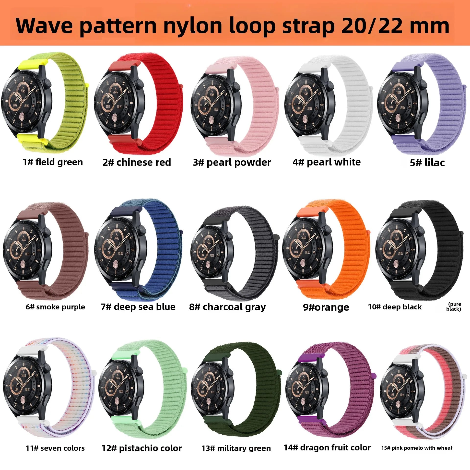 A The new Velcro breathable Unisex Replacement unisex nylon strap For Samsung Garmin and Huawei watches Qme