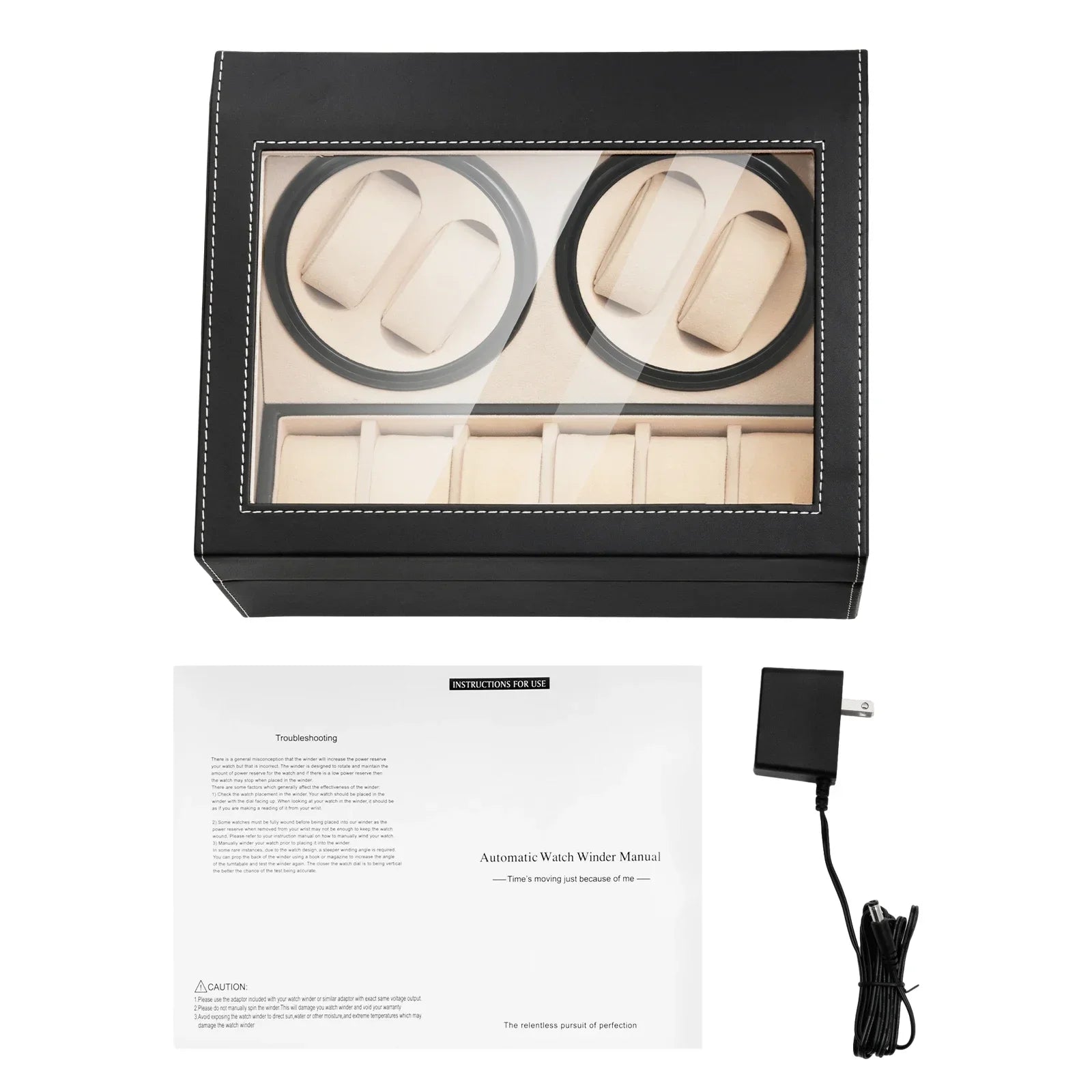 4+6 Watch Winder Automatic Watches Shaker PU Leather Mechanical Watch Box Watch Jewelry Display Box Storage Case Qme