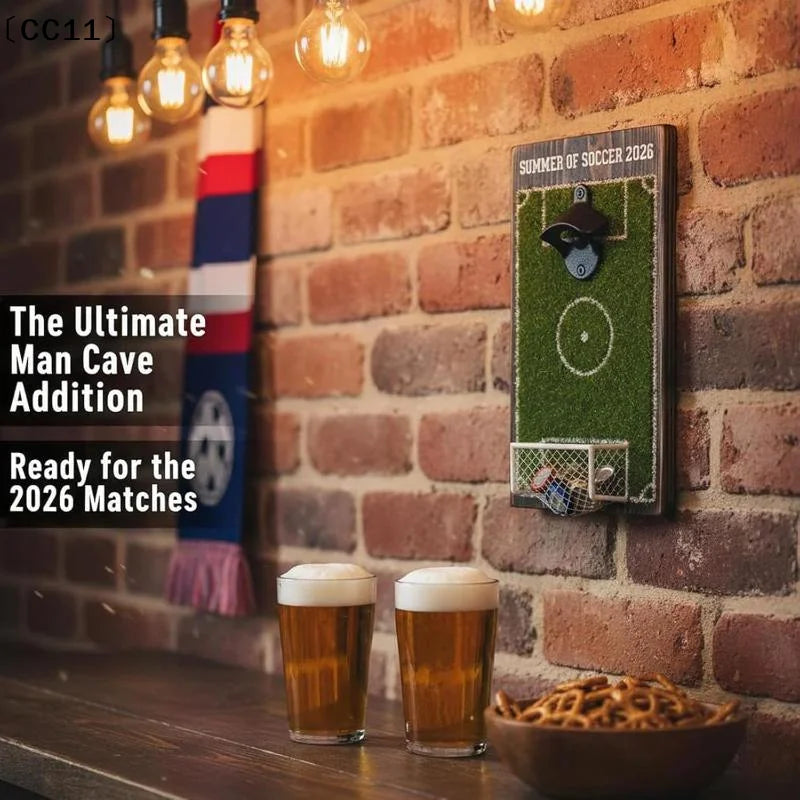 Soccer Field Bottle Opener Wall Decor Magnetic Mounted Beer Cap Qme