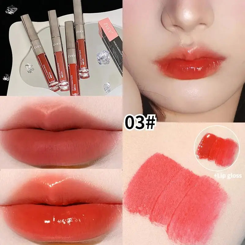 1 Double-end Matte Moisturizing Lip Oil Glaze Gloss Glass Shimmer Qme A4-06-03