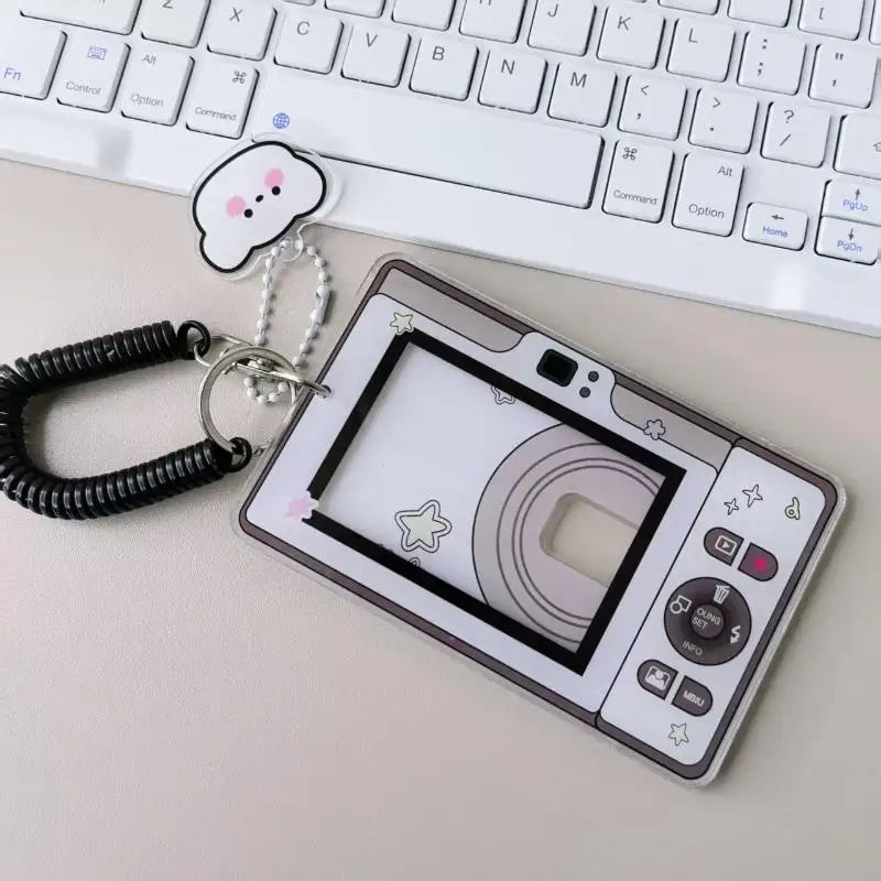 Cute Camera Shaped Clear Photocard Holder Acrylic Material Coil Qme A3