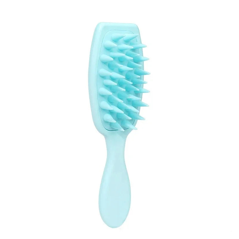 Silicone Shampoo Brush Scalp Massage Head Washing Comb Long Handle Qme Blue China Mainland