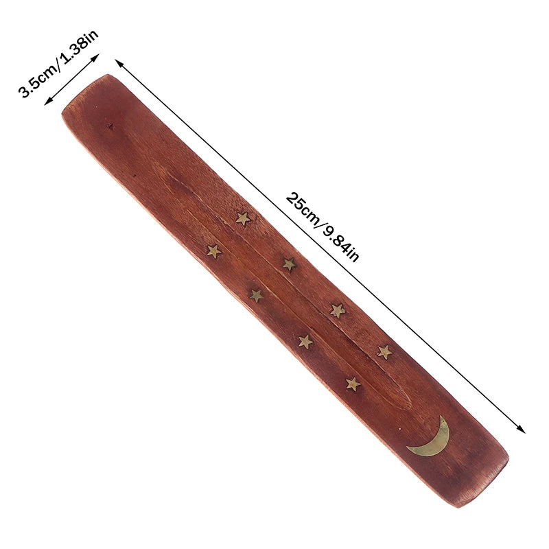 Natural Wooden Incense Stick Holder Ash Catcher Burner Stand Rack Qme