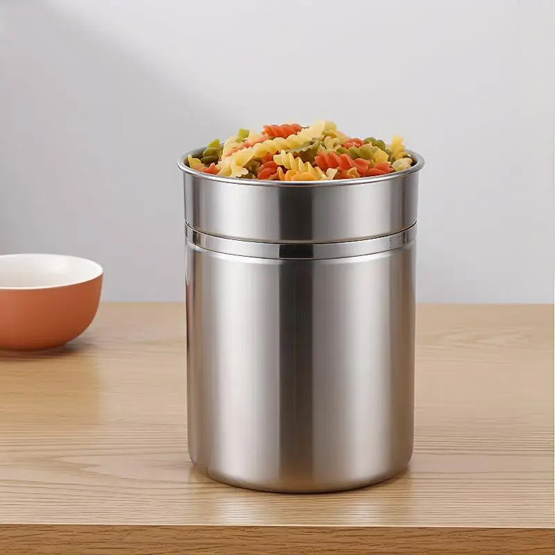 304 Stainless Steel Airtight Food Container Moisture-Proof Grain Storage Can for Kitchen Qme
