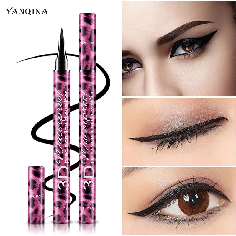 4D Waterproof Mascara & Liquid Eyeliner Set Thick Curling Eye Makeup Cosmetic Kit For Beginners Qme