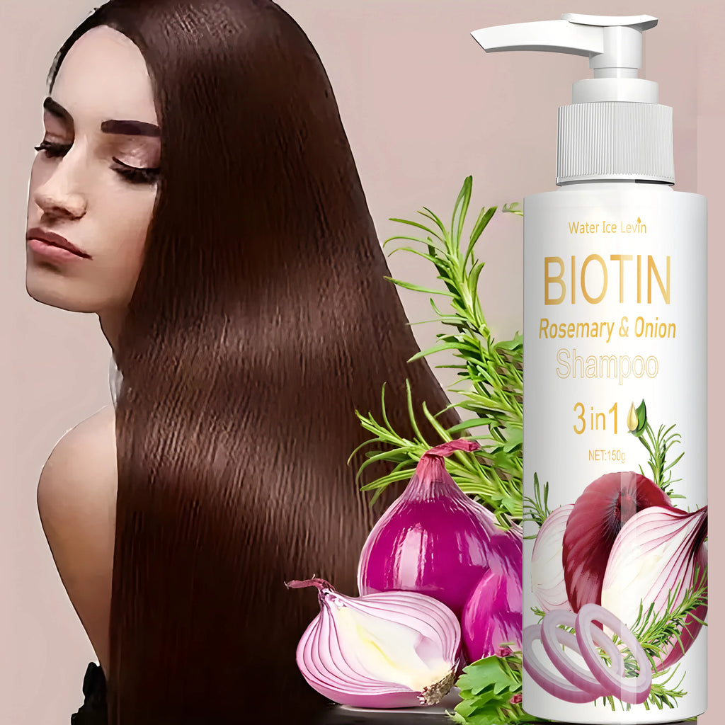 Biotin Rosemary & Onion 3 in 1 shampoo to strengthen hair roots, scalp repair, anti-thinning, moisturizing, thickening hair care Qme