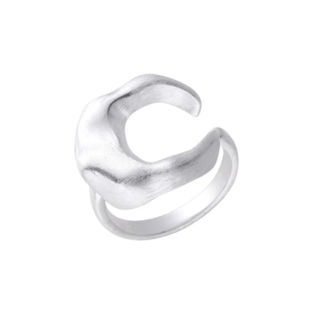 Matte Exaggerate Frosted White Series Crescent Moon Finger Rings for Women Girl Hip Hop Fashion New Jewelry Gift Party Rock Qme
