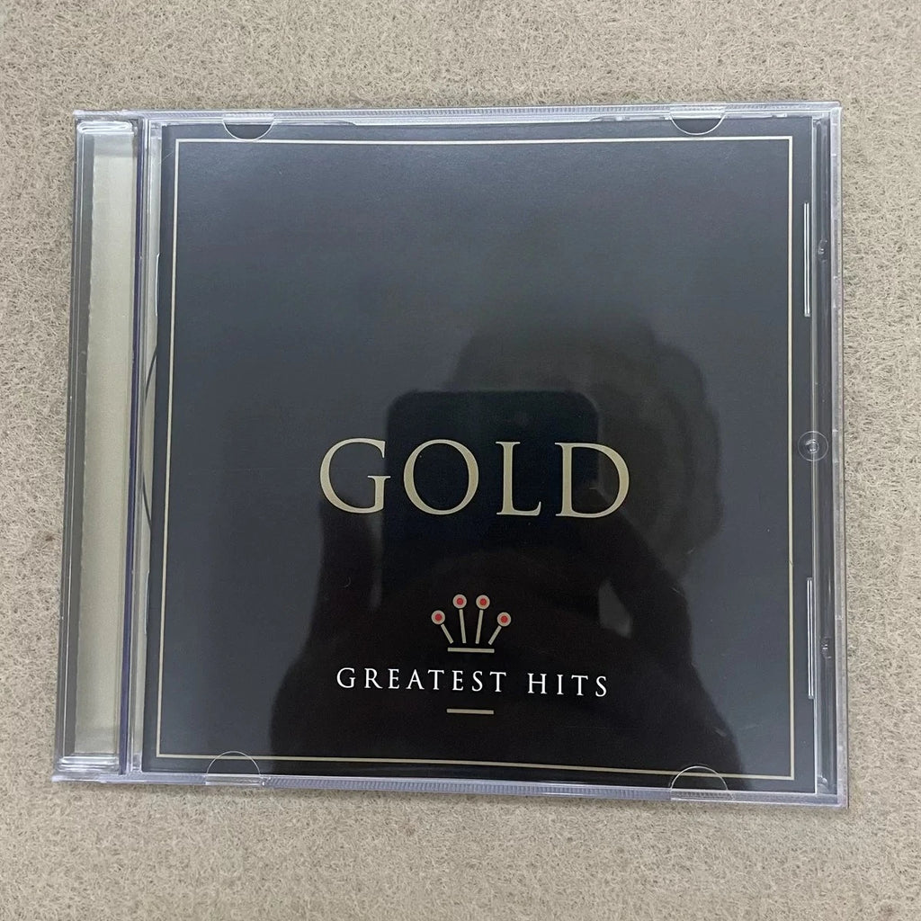 Classic Western Pop Greatest Hits CD, Black & Gold Minimalist Lettering Cover, Retro Disco Golden Tracks Collection Qme