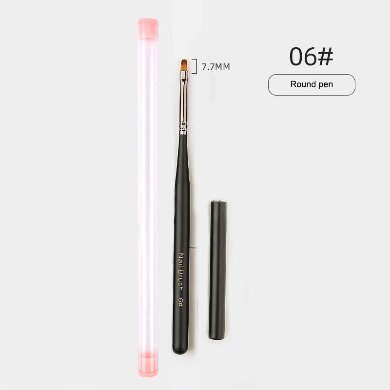 Wooden Handle Nail Drawing Brushes Manicure Lines Painting Gradient Qme A6