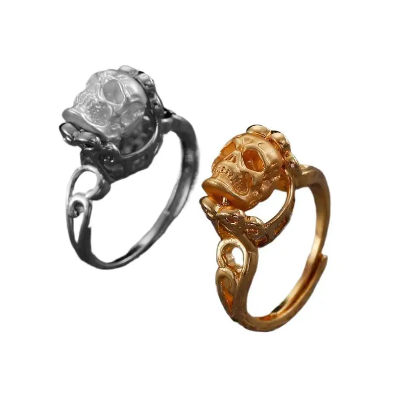 1Pcs New Vintage Gothic Steel Skull Rings Women Punk Rock Skeleton Women Ring Punk Rock Party Jewelry Accessories Qme