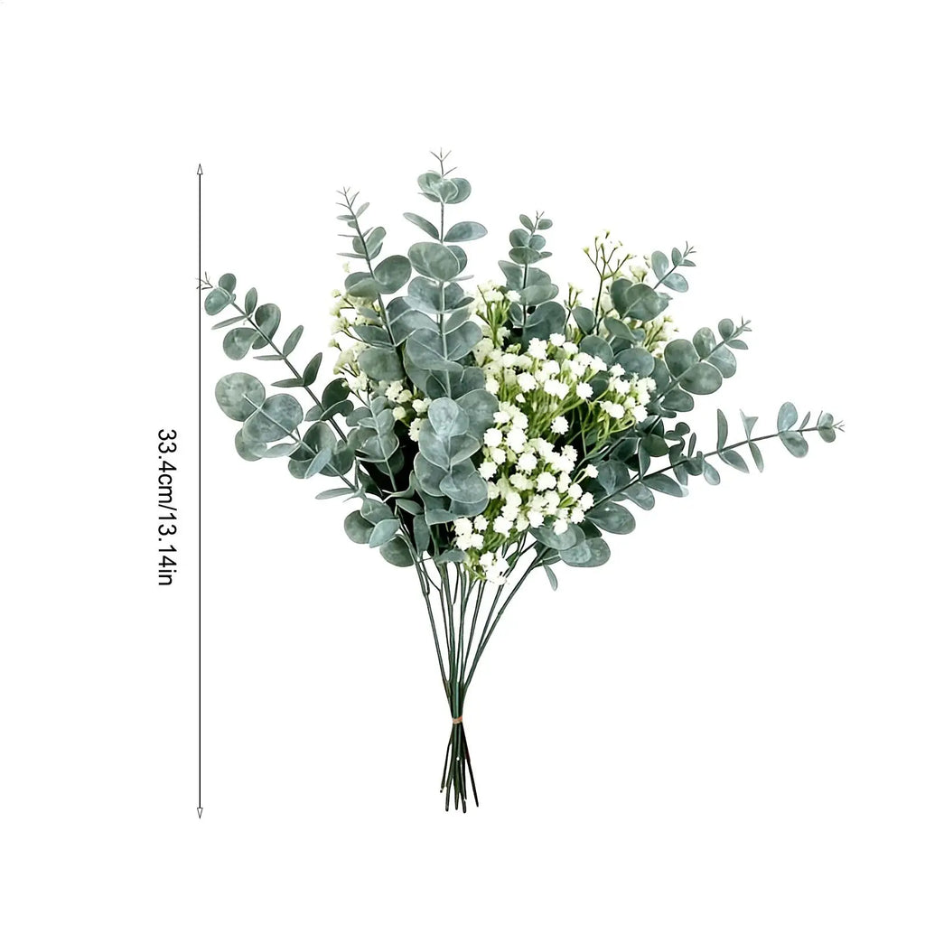 Artificial Eucalyptus Stems Faux UV Resistant Eucalyptus Leaves Fake Greenery Branches for Indoor Outdoor for Wreath Garland Qme