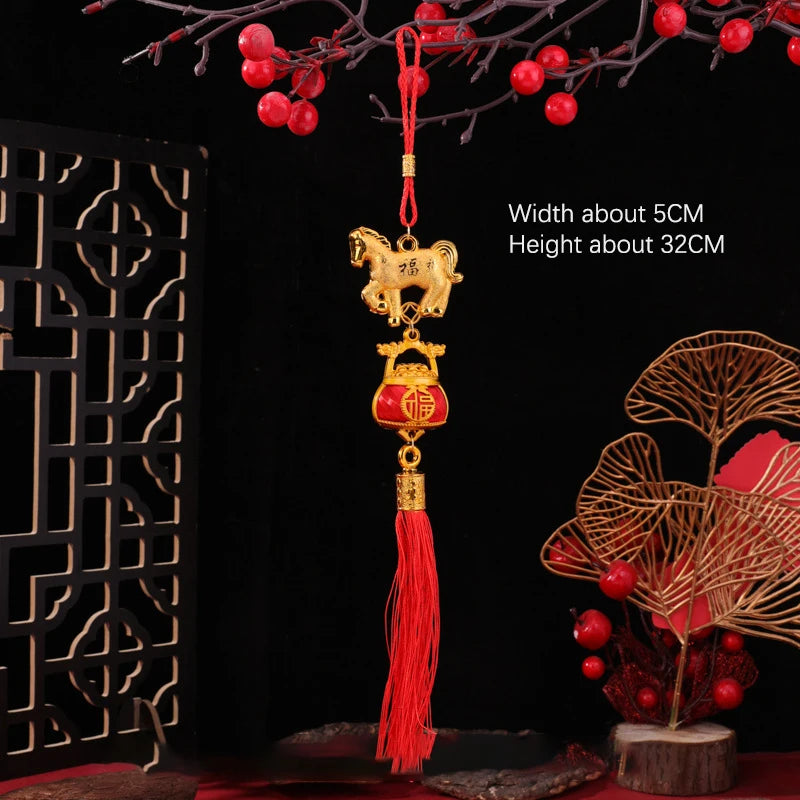 1/10Pcs 2026 Year Of The Horse Wall Hanging Car Ornament Chinese New Year 3D Horse Lantern Red Gold Pendant Lucky Decor Gifts Qme A4