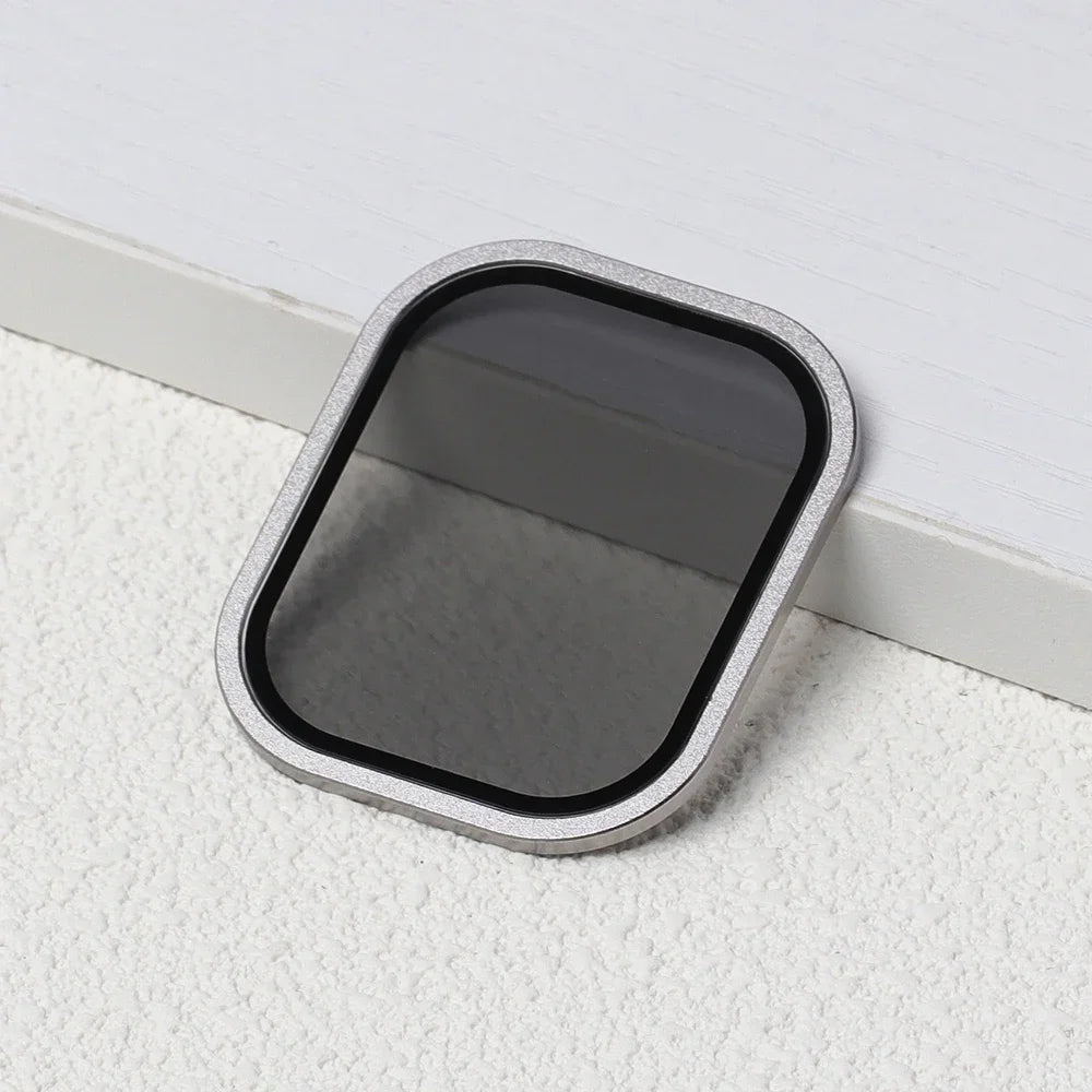 Tempered Glass for Apple Watch Ultra 2 49mm Screen Protector Metal Frame Anti-Scratch for IWatch Series Ultra 49 mm Accessories Qme AntiGlare-Titanium For Ultra 2 49mm