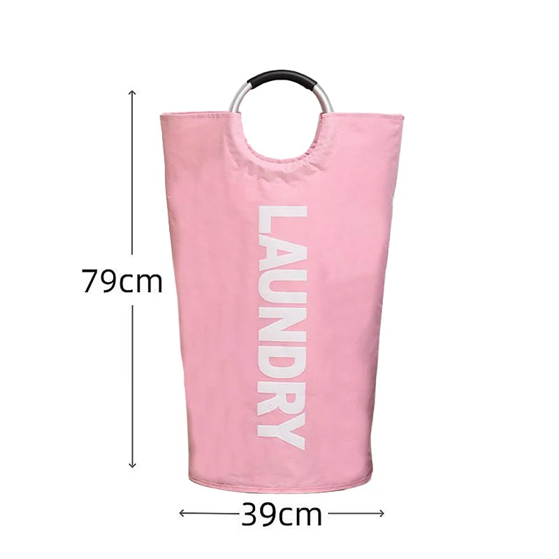 Oxford Fabric Waterproof Laundry Bag Dirty Clothes Storage Basket Qme 90L Pink