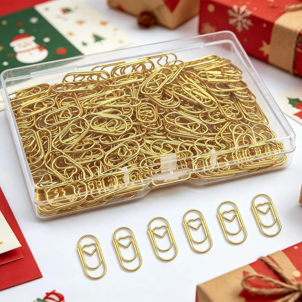 Decorative Paper Clips 100 Pieces Mini Gold Heart Planner Binder Holder Wedding Paper Clips for Home Workplace School Wedding Qme
