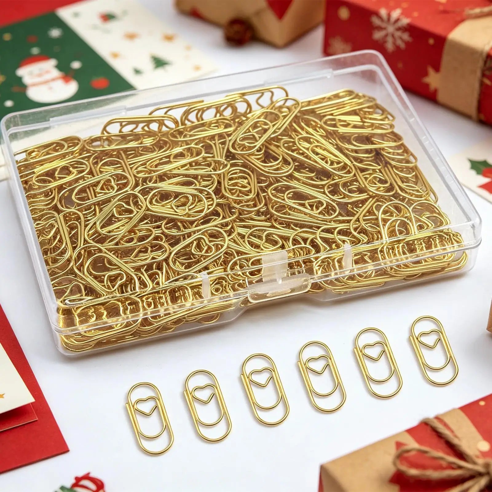 Decorative Paper Clips 100 Pieces Mini Gold Heart Planner Binder Holder Wedding Paper Clips for Home Workplace School Wedding Qme