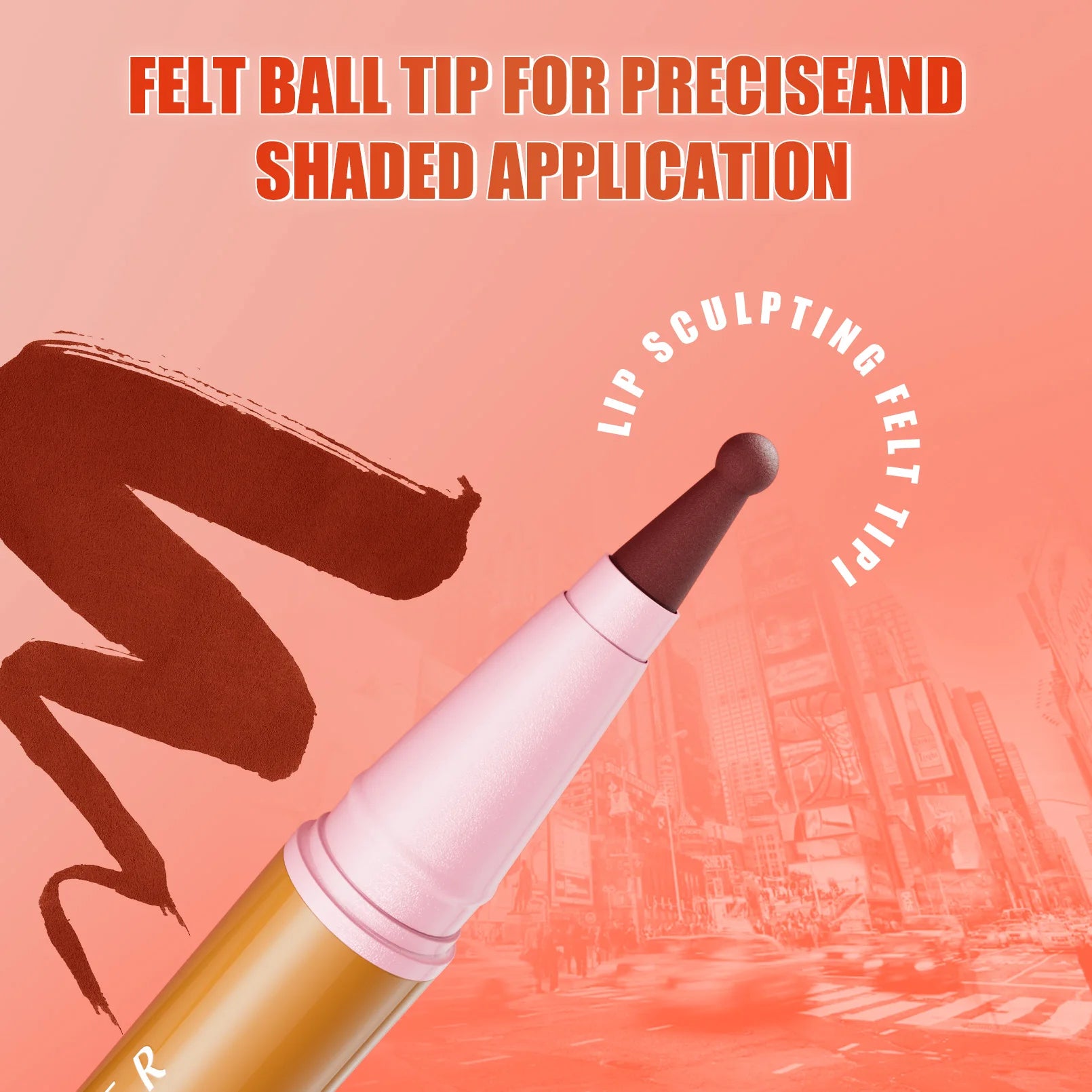 Longwear Liquid Lip Liner Waterproof, 24 Hour Long Lasting Lip Liner Stain Marker Pen, 2-in-1 Matte Semi Permanent Lipliner Qme
